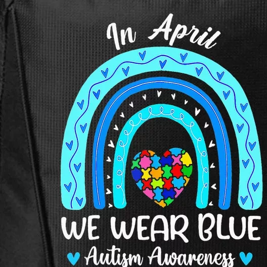 In April We Wear Blue ASD Awareness Puzzle City Backpack