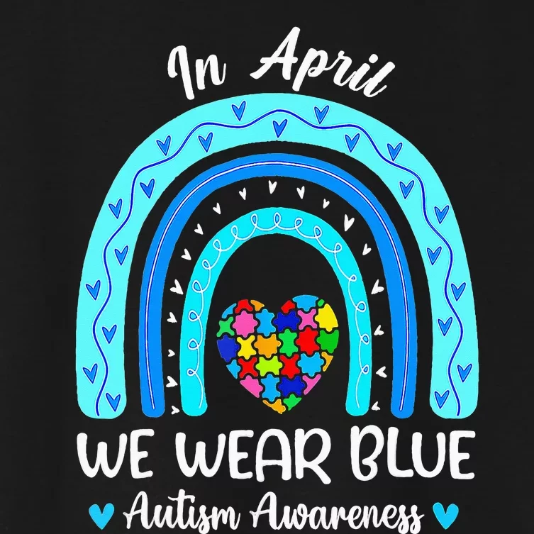 In April We Wear Blue ASD Awareness Puzzle Women's Crop Top Tee