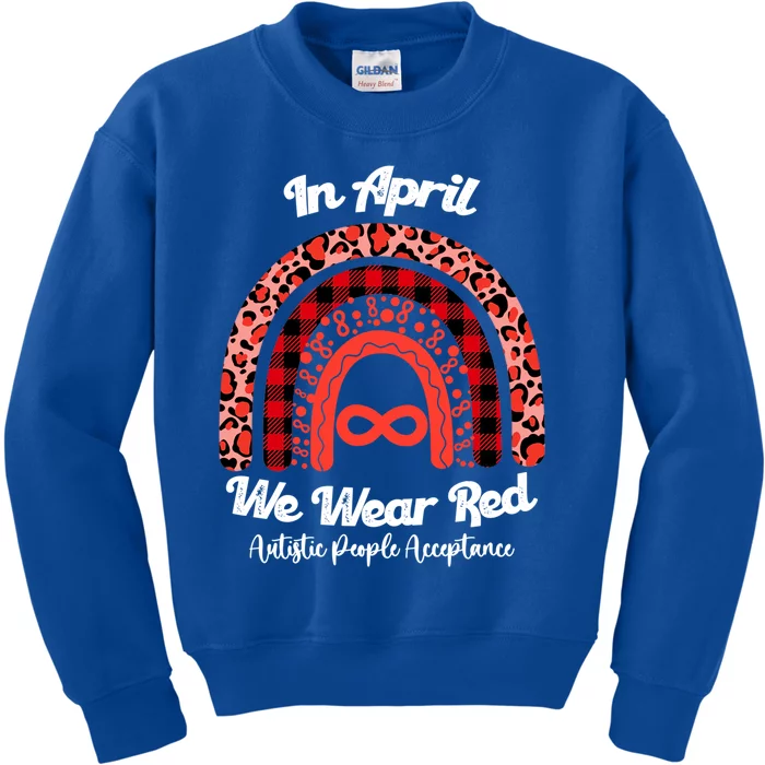 In April We Wear Red Instead Autism People Acceptance Gift Kids Sweatshirt