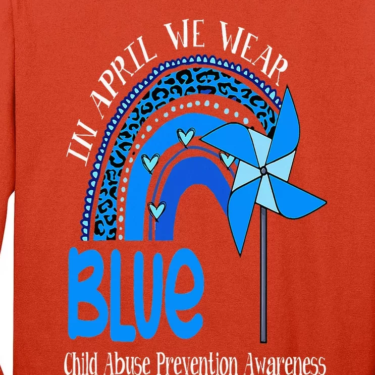 In April We Wear Blue For Child Abuse Prevention Awareness Tall Long Sleeve T-Shirt