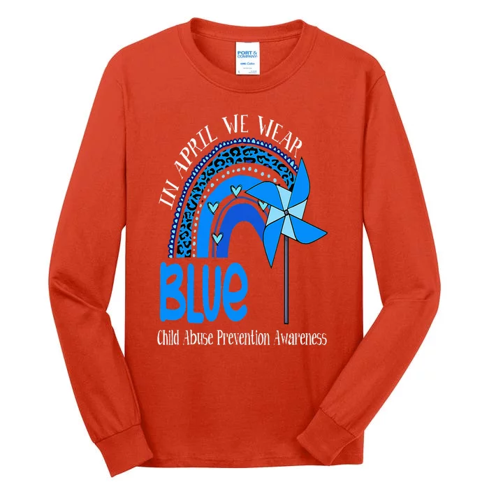 In April We Wear Blue For Child Abuse Prevention Awareness Tall Long Sleeve T-Shirt