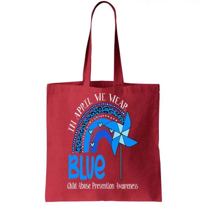 In April We Wear Blue For Child Abuse Prevention Awareness Tote Bag