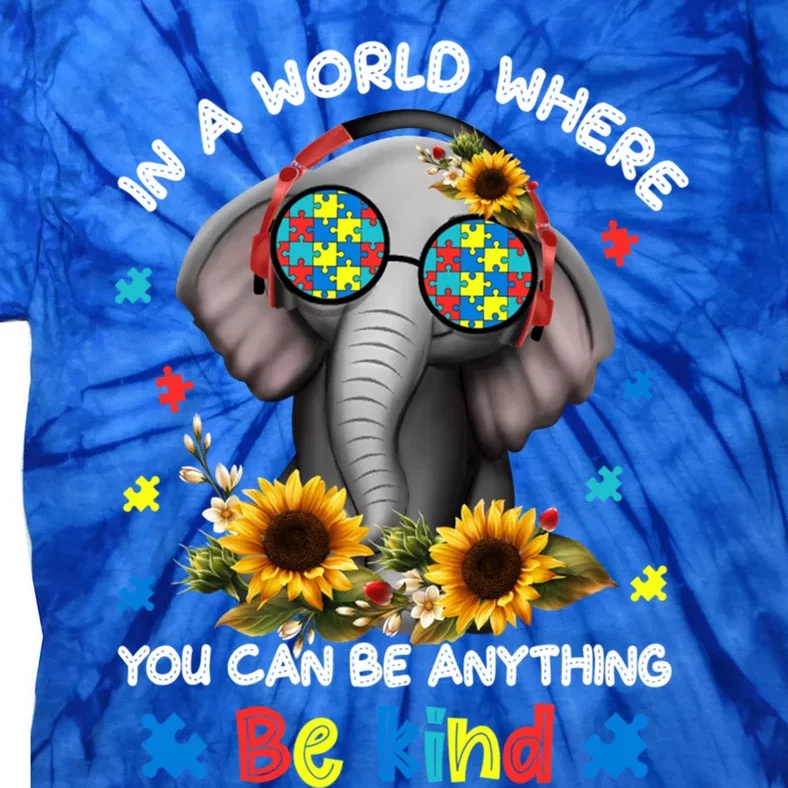 In A World Where You Can Be Anything Be Kind Autism Gift Tie-Dye T-Shirt