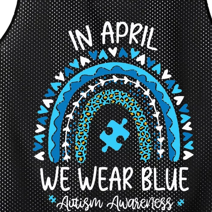 In April We Wear Blue Rainbow asd Awareness Mesh Reversible Basketball Jersey Tank