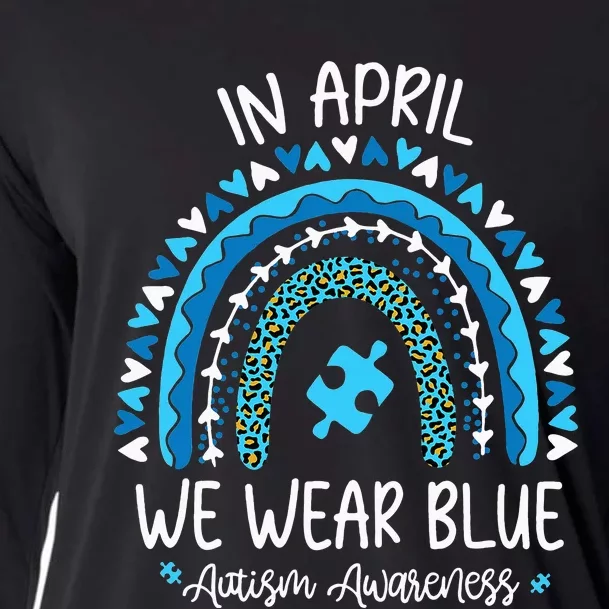 In April We Wear Blue Rainbow asd Awareness Cooling Performance Long Sleeve Crew