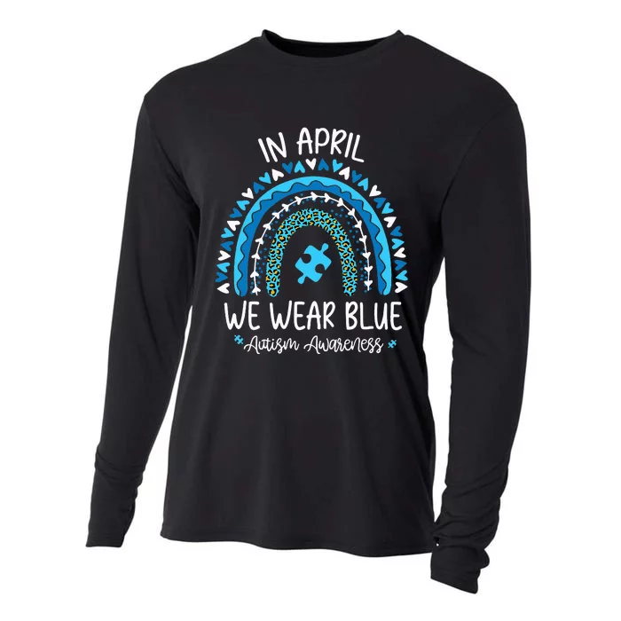 In April We Wear Blue Rainbow asd Awareness Cooling Performance Long Sleeve Crew