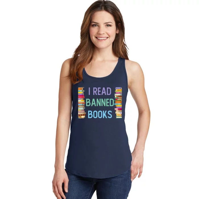 I Am With The Banned Books Funny I Read Banned Books Ladies Essential Tank