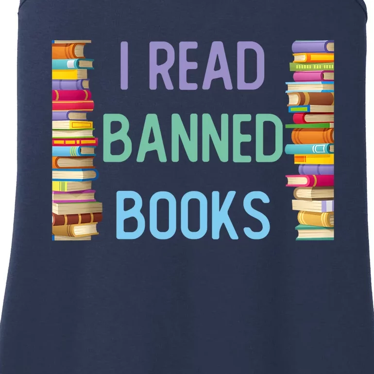 I Am With The Banned Books Funny I Read Banned Books Ladies Essential Tank