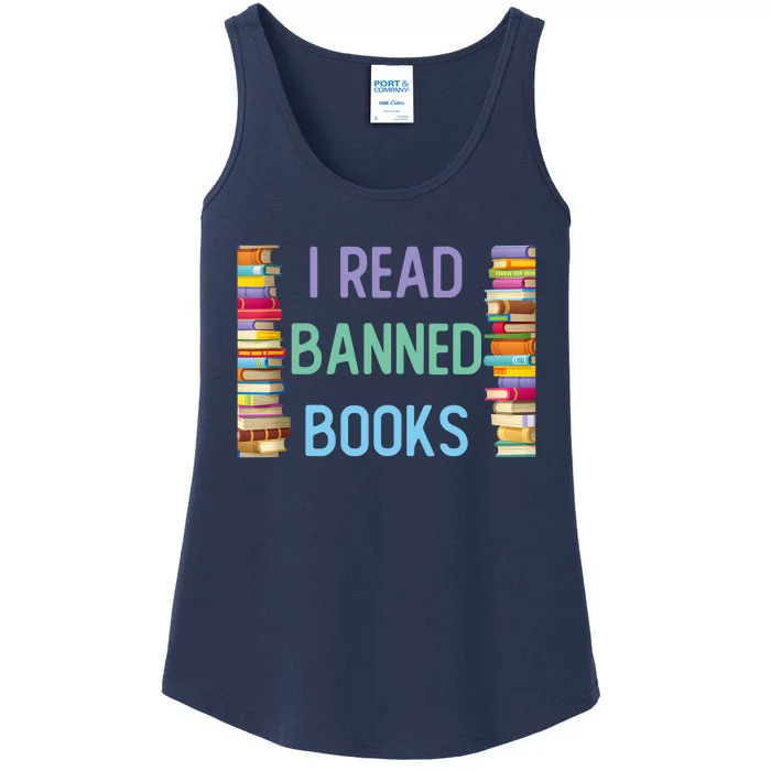 I Am With The Banned Books Funny I Read Banned Books Ladies Essential Tank