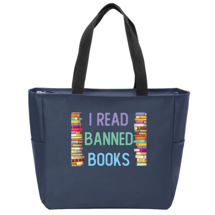 I Am With The Banned Books Funny I Read Banned Books Zip Tote Bag