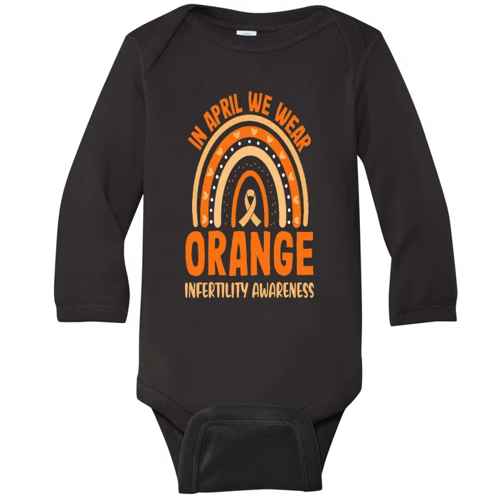 In April We Wear Orange Infertility Awareness Rainbow Baby Long Sleeve Bodysuit