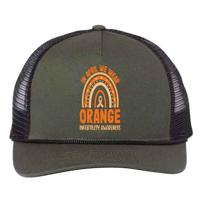 In April We Wear Orange Infertility Awareness Rainbow Retro Rope Trucker Hat Cap