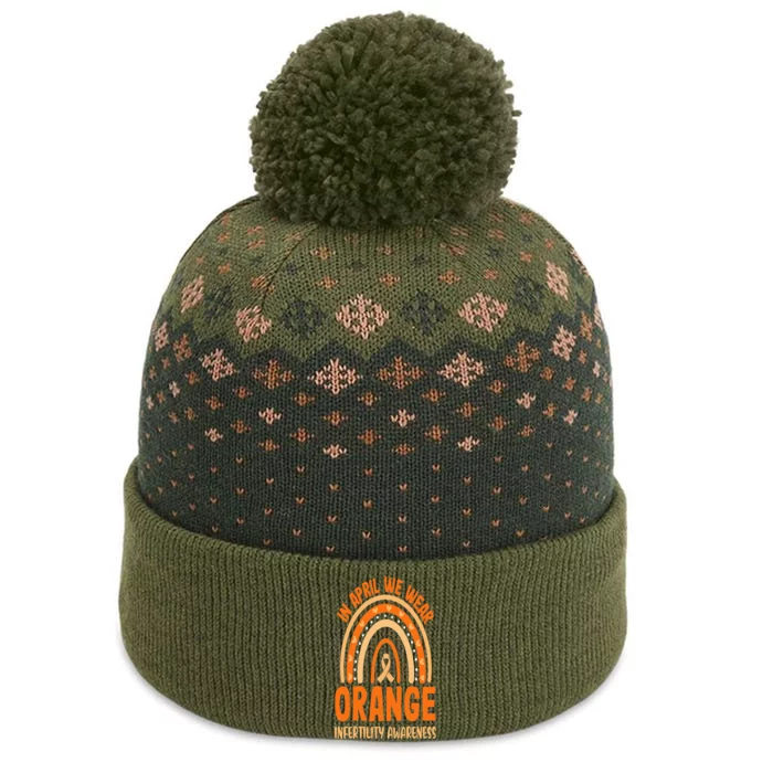 In April We Wear Orange Infertility Awareness Rainbow The Baniff Cuffed Pom Beanie