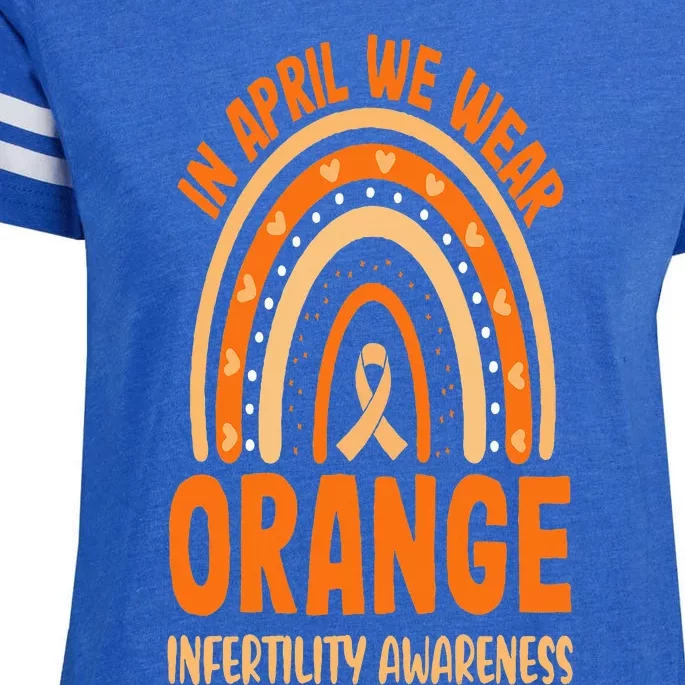 In April We Wear Orange Infertility Awareness Rainbow Enza Ladies Jersey Football T-Shirt