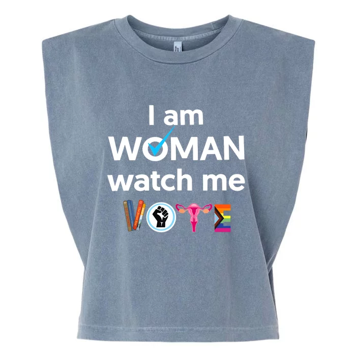 I Am Woman Watch Me Vote Garment-Dyed Women's Muscle Tee