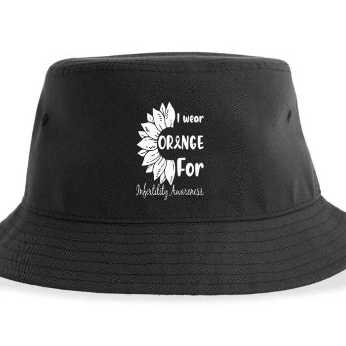 In April We Wear Orange Infertility Awareness Sunflower Sustainable Bucket Hat