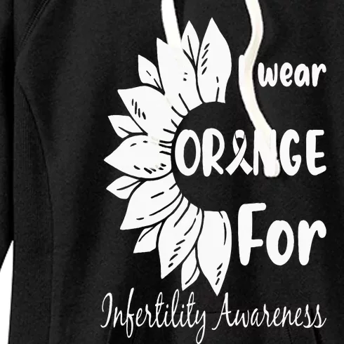 In April We Wear Orange Infertility Awareness Sunflower Women's Fleece Hoodie