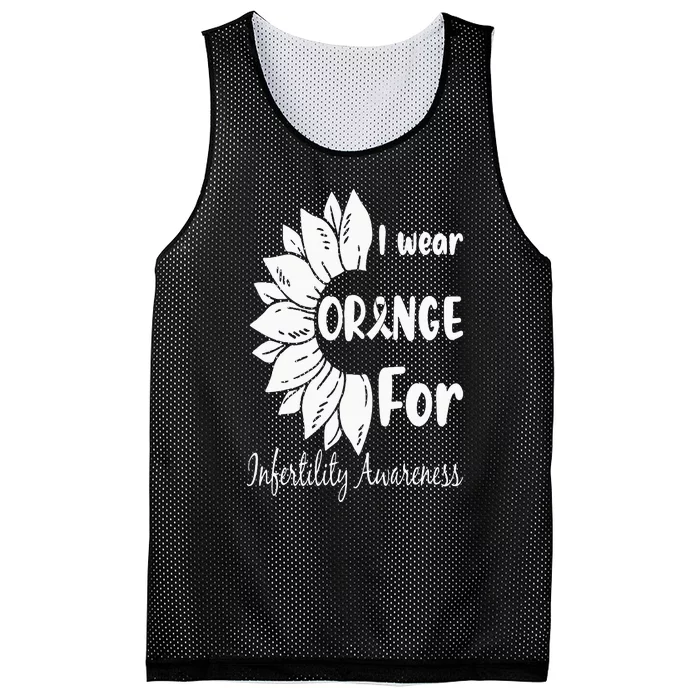 In April We Wear Orange Infertility Awareness Sunflower Mesh Reversible Basketball Jersey Tank