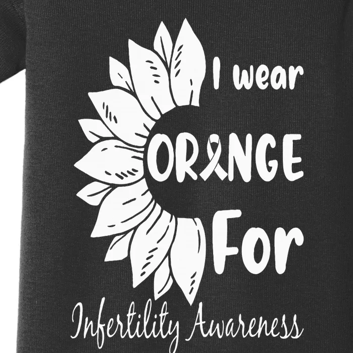 In April We Wear Orange Infertility Awareness Sunflower Baby Bodysuit