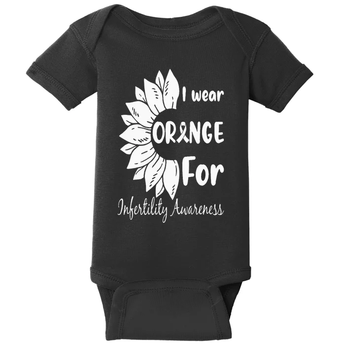 In April We Wear Orange Infertility Awareness Sunflower Baby Bodysuit