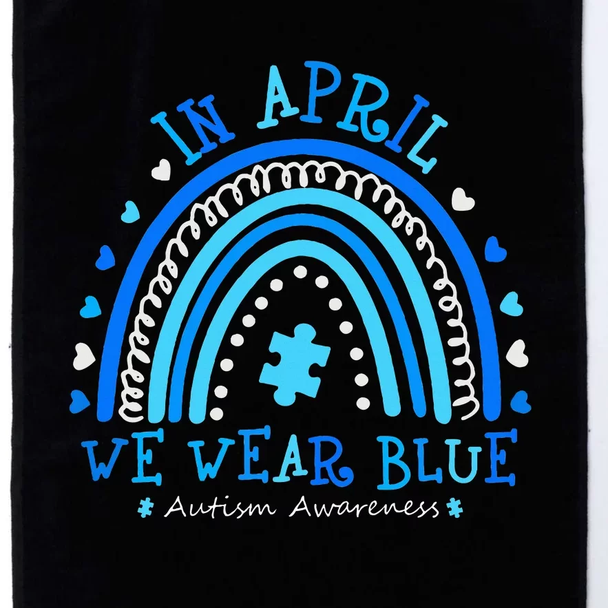 In April We Wear Blue Rainbow Autism Awareness Month Platinum Collection Golf Towel