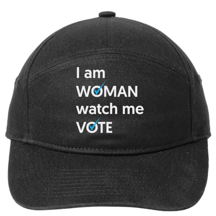 I Am Woman Watch Me Vote 2024 Blue Wave Vote 7-Panel Snapback Hat