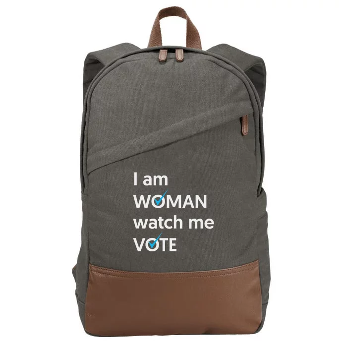 I Am Woman Watch Me Vote 2024 Blue Wave Vote Cotton Canvas Backpack