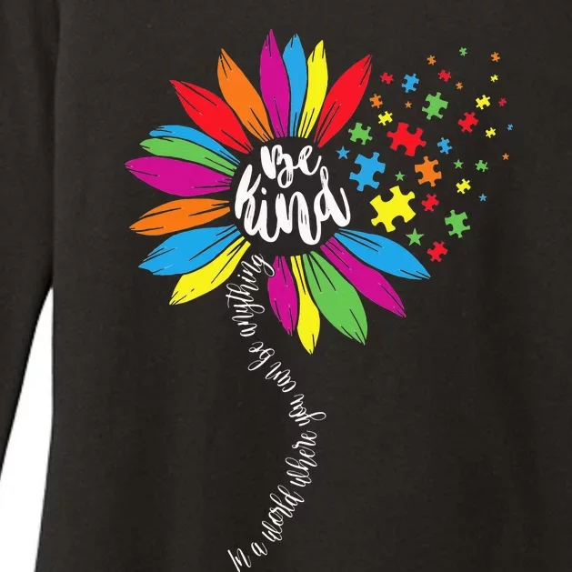 In A World You Can Sunflower Autism Awareness Be Kind Puzzle Womens CVC Long Sleeve Shirt