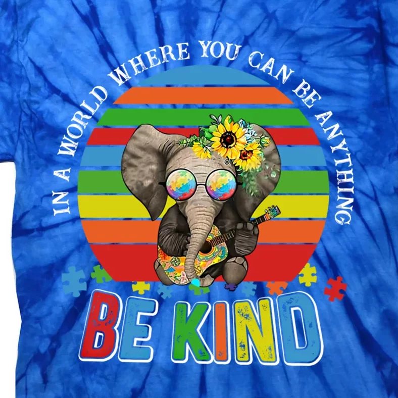 In A World Where You Can Be Kind Elephant Autism Awareness Gift Tie-Dye T-Shirt