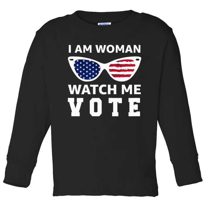 I Am Woman Watch Me Vote Toddler Long Sleeve Shirt