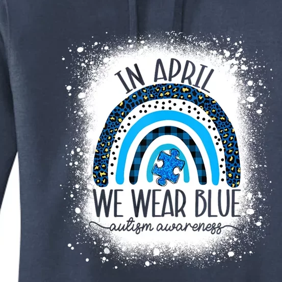 In April We Wear Blue Funny Puzzle Piece Autism Awareness Great Gift Women's Pullover Hoodie