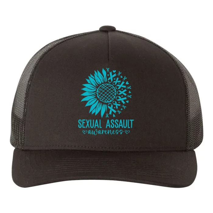 In April We Wear Teal Sexual Assault Awareness Month Yupoong Adult 5-Panel Trucker Hat