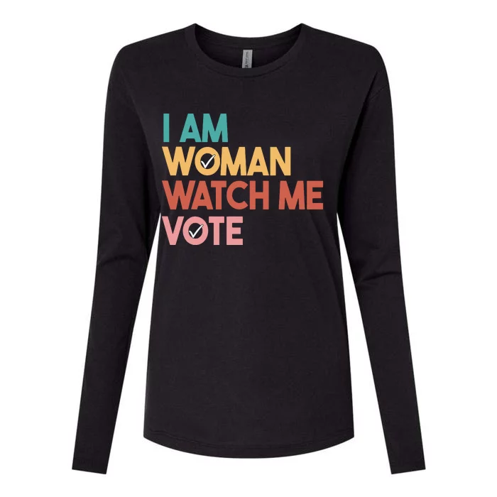 I Am Woman Watch Me Vote Womens Cotton Relaxed Long Sleeve T-Shirt