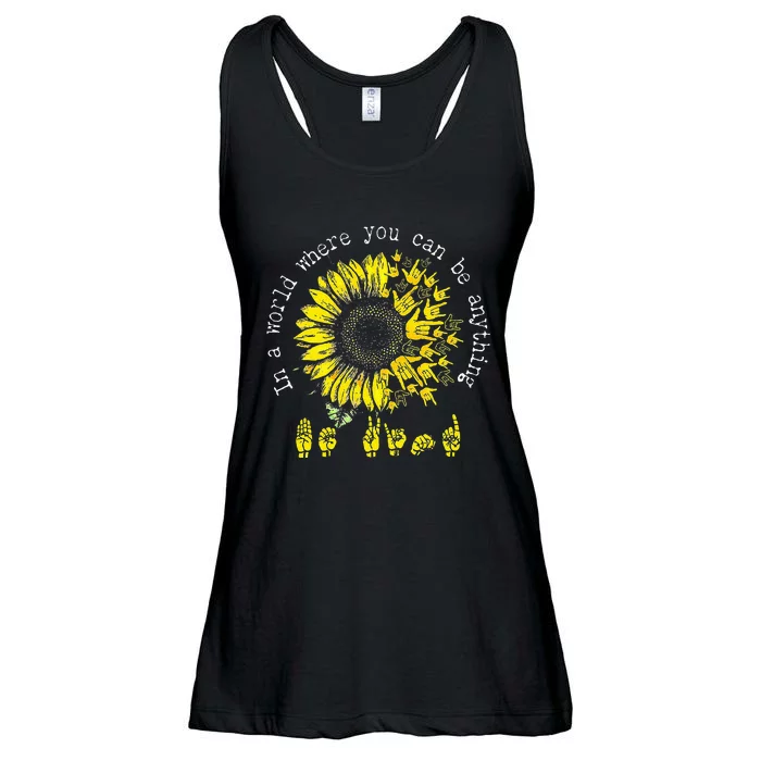 In A World Where You Can Be Anything Sunflower Deaf Ladies Essential Flowy Tank