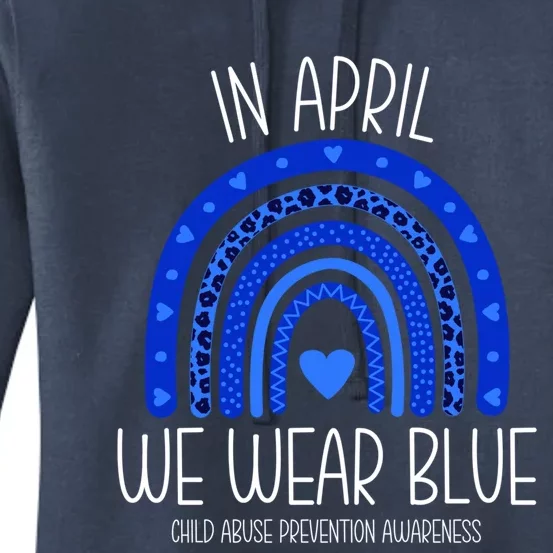 In April We Wear Blue Rainbow Abuse Awareness Month Meaningful Gift Women's Pullover Hoodie