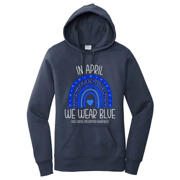 In April We Wear Blue Rainbow Abuse Awareness Month Meaningful Gift Women's Pullover Hoodie