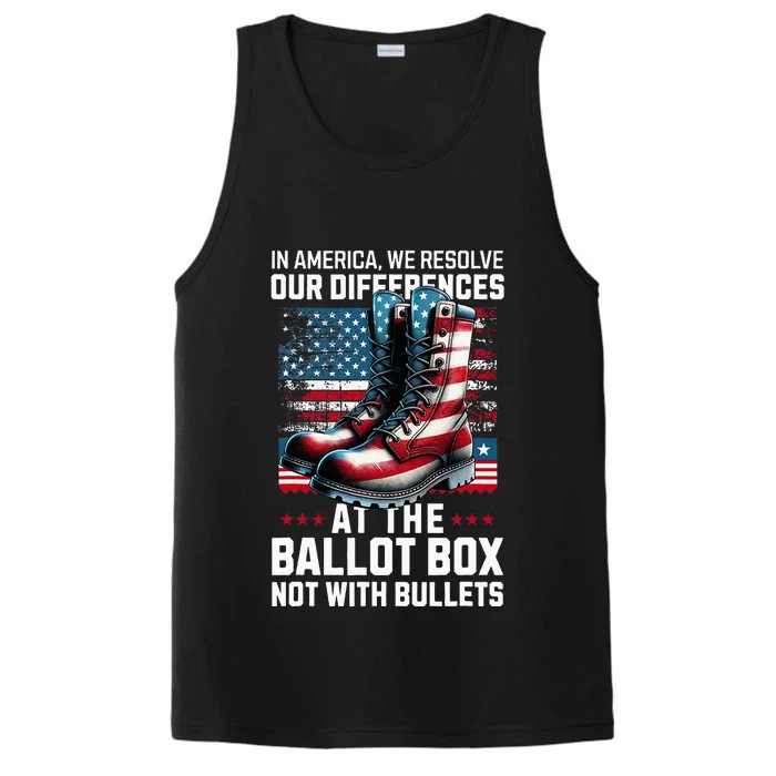 In America We Resolve Our Differences At The Ballot Box Performance Tank