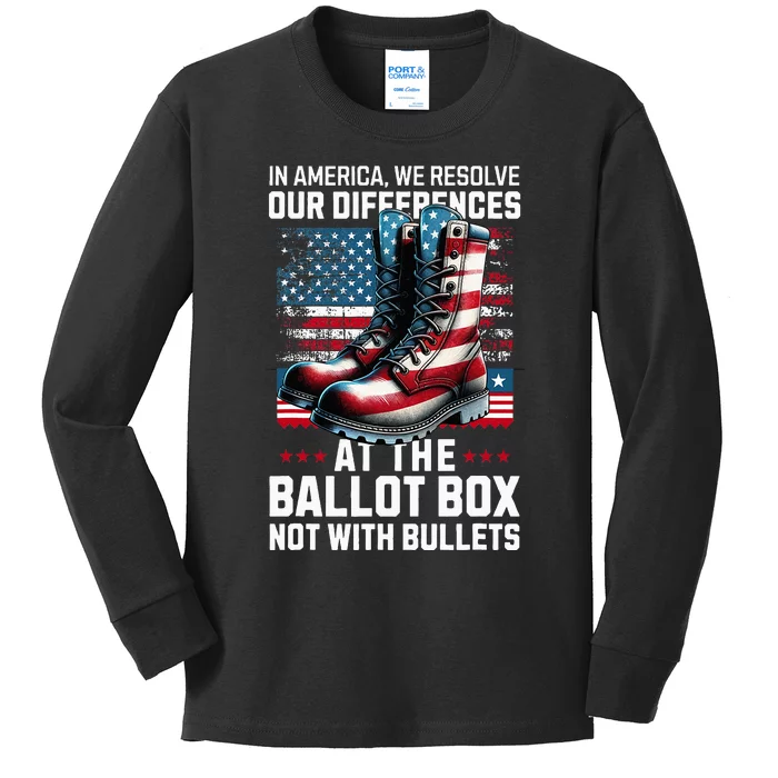 In America We Resolve Our Differences At The Ballot Box Kids Long Sleeve Shirt