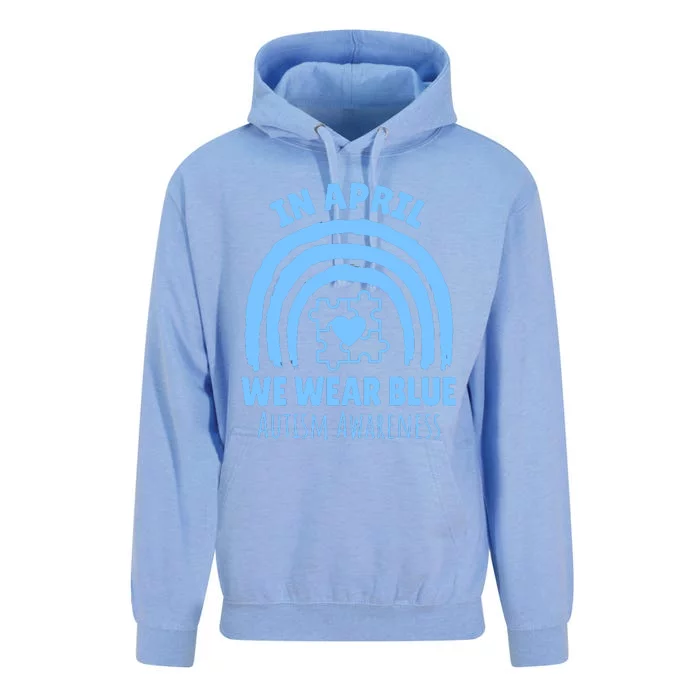 In April We Wear Blue Autism Awareness Month Puzzle Unisex Surf Hoodie