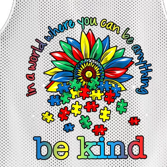 In A World Where You Can Be Anything Be Kind Autism Awareness Mesh Reversible Basketball Jersey Tank