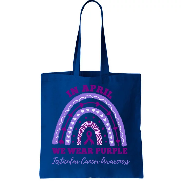 In April We Wear Purple Testicular Cancer Awareness Rainbow Cool Gift Tote Bag