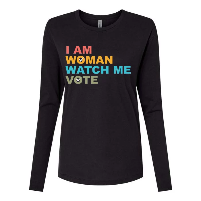 I Am Woman Watch Me Vote Womens Cotton Relaxed Long Sleeve T-Shirt