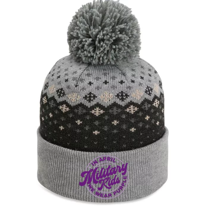 In April We Wear Purple Military The Baniff Cuffed Pom Beanie