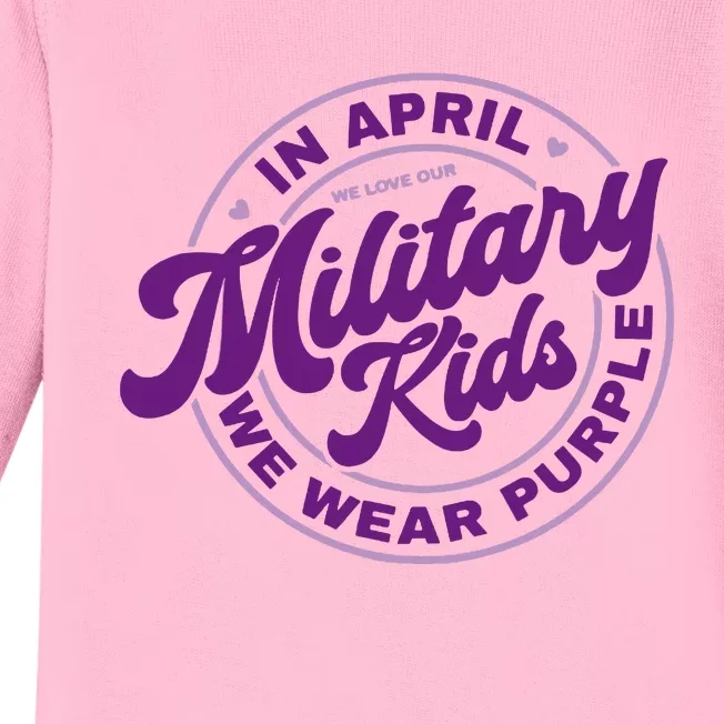 In April We Wear Purple Military Baby Long Sleeve Bodysuit