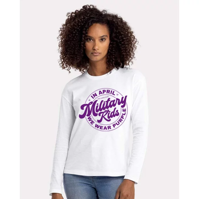 In April We Wear Purple Military Womens Cotton Relaxed Long Sleeve T-Shirt