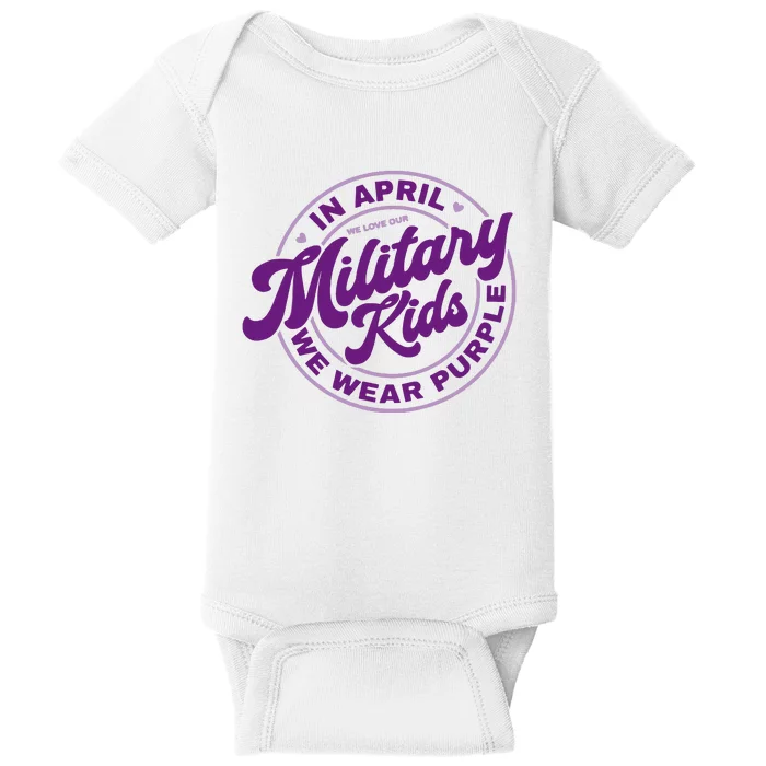 In April We Wear Purple Military Baby Bodysuit