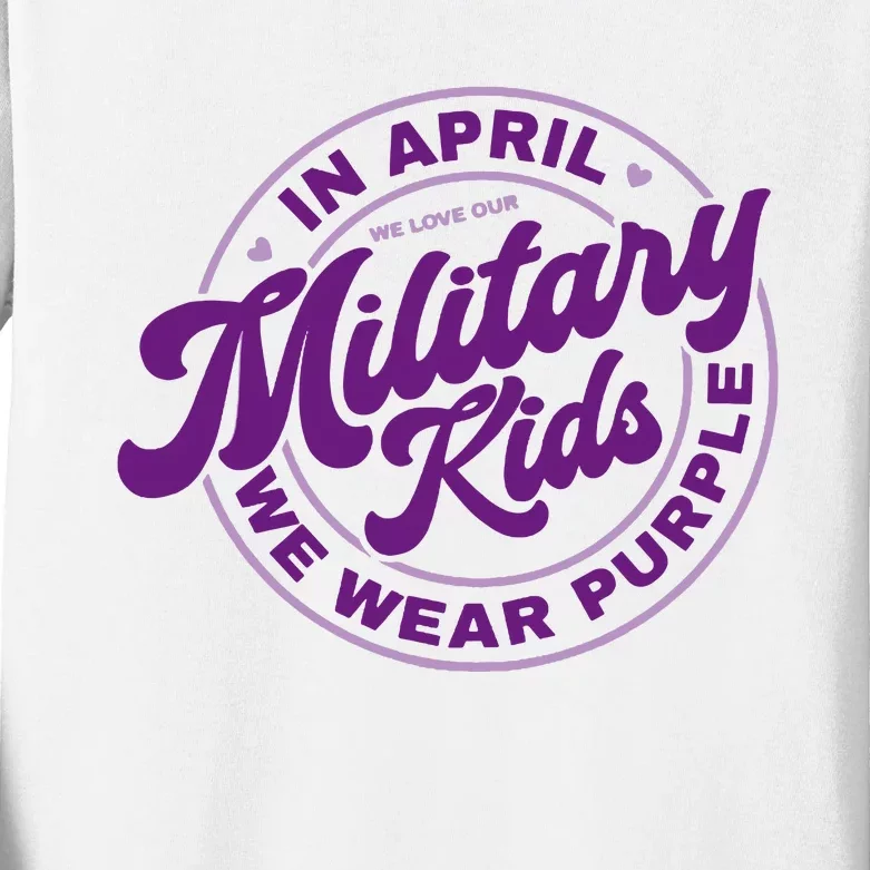 In April We Wear Purple Military Kids Long Sleeve Shirt