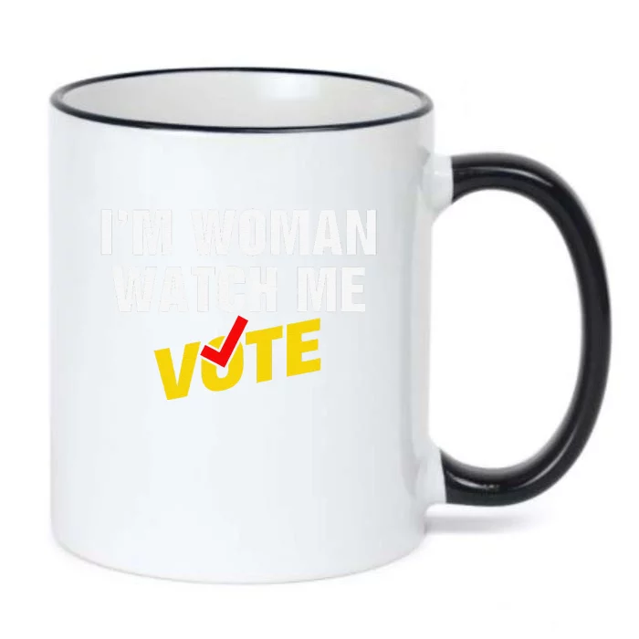 I Am Woman Watch Me Vote Black Color Changing Mug