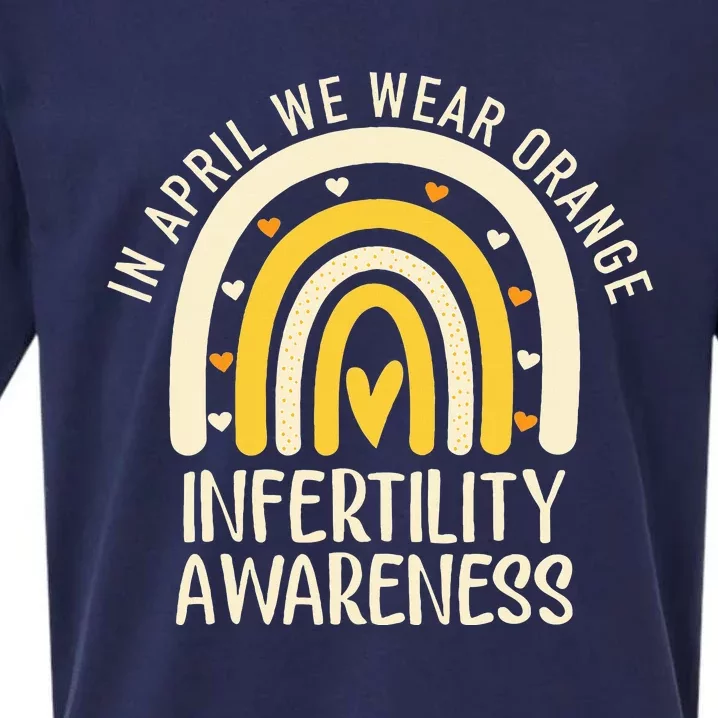 In April We Wear Orange Infertility Awareness Week Ivf Sueded Cloud Jersey T-Shirt