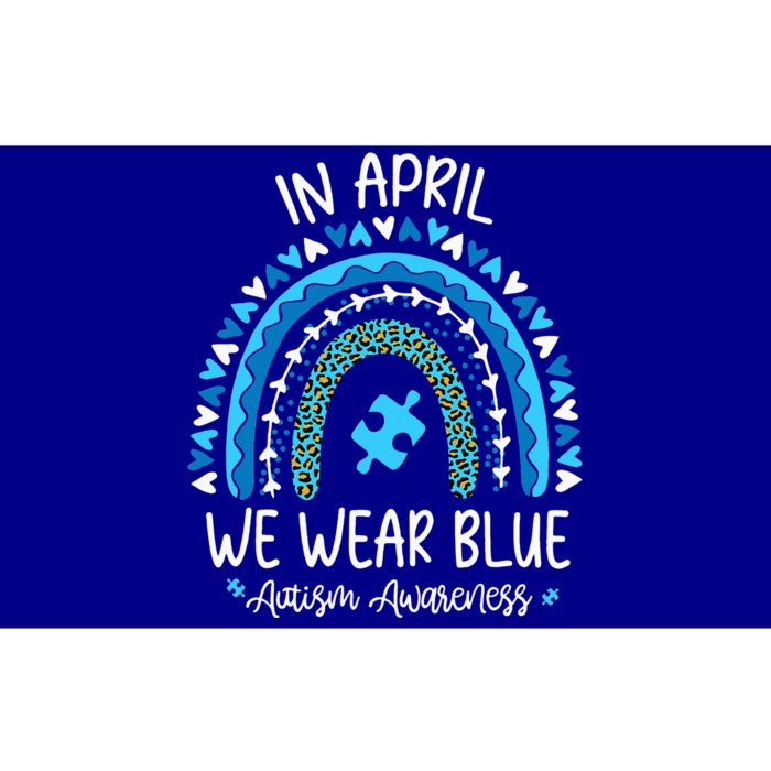 In April We Wear Blue Rainbow Autism Awareness Month Bumper Sticker